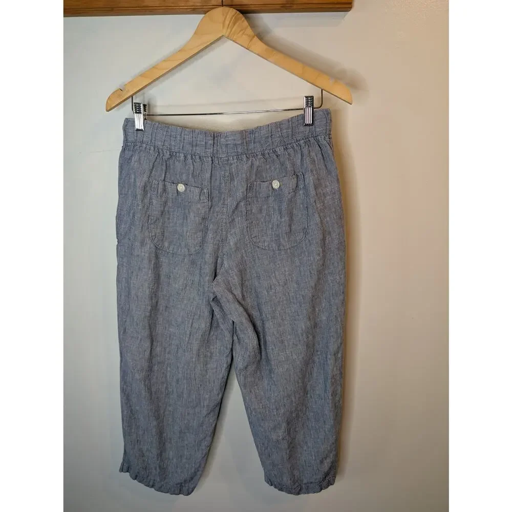 L.L.Bean Linen Capri Pants Elastic Waist Casual Comfortable Summer Women's 8 - Picture 4 of 9